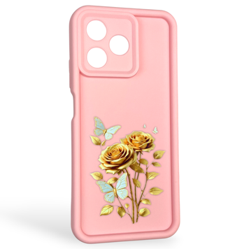 Чехол силиконовый Soft Touch с 3D принтом женским для Realme C51 розовый (Полная защита камеры) 0042585 фото