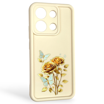 Чохол силіконовий Soft Touch з 3D принтом жіночим для Xiaomi Redmi Note 13 4G молочний (Повний захист камери) 0043088 фото