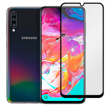 Защитное стекло для телефона Samsung Galaxy A70 (SM-A705F) противоударное полноэкранное на самсунг а70 черное 0038312 фото