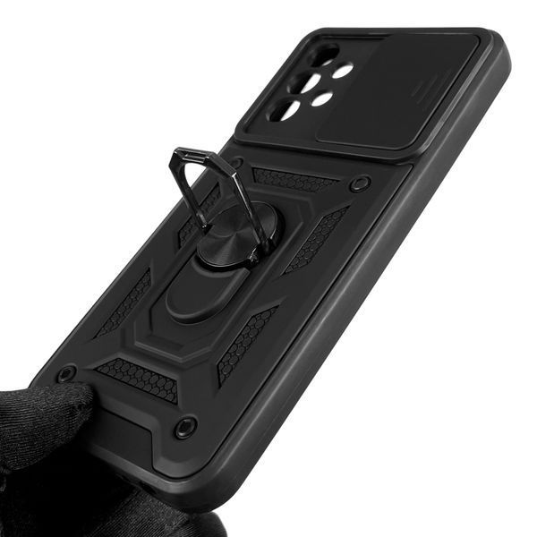 Чохол Samsung Galaxy A13 4G (SM-A135F) броньований з кільцем зі шторкою на самсунг а13 чорний 0007944 фото
