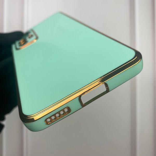 Чохол для Xiaomi 12 Lite глянсовий із золотою окантовкою із захистом камери на сяомі 12 лайт бірюзовий 0000109 фото