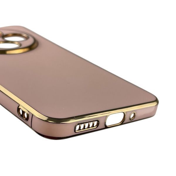 Чохол для Xiaomi Redmi 14C жіночий із золотою окантовкою із захистом камери на сяомі редмі 14с пудровий 0013269 фото