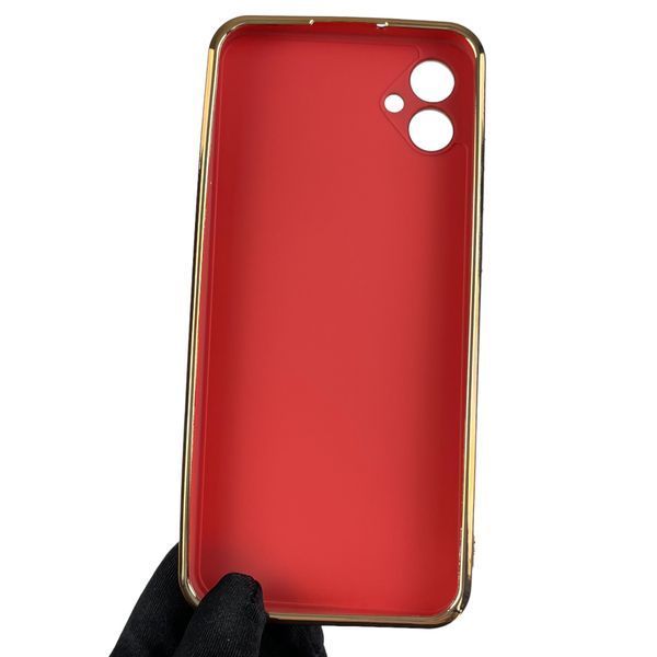 Чохол для Samsung Galaxy A04e SM-A042F глянсовий із золотою окантовкою із захистом камери на самсунг а04е червоний 0000009 фото