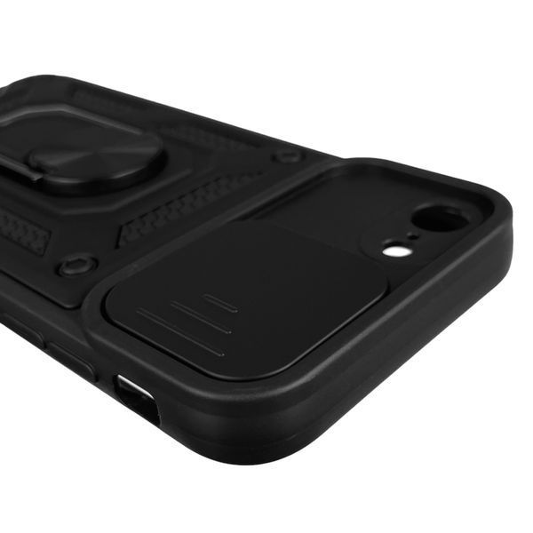 Чехол для iPhone 8 бронированный с кольцом со шторкой на камеру на айфон 8 чёрный rg1 0004128 фото