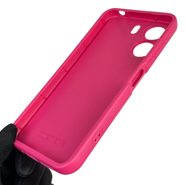 Чехол силиконовый Soft Touch с 3D принтом Майнкрафт для Xiaomi Redmi 13C малиновый (Полная защита камеры) 0041453 фото