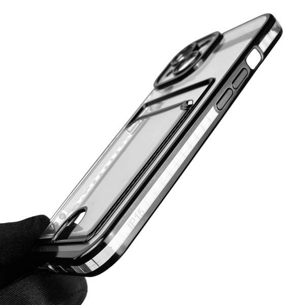 Чохол для Apple iPhone 15 із чорною окантовкою з кишенькою для карток на айфон 15 чорний 0013021 фото