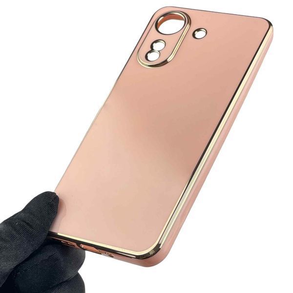 Чохол для Xiaomi POCO C65 жіночий із золотою окантовкою із захистом камери на сяомі поко с65 рожевий 0012211 фото