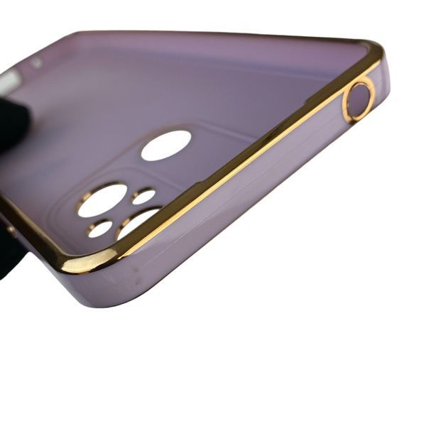 Чехол для Xiaomi Redmi 12C с кольцом MagSafe с золотой окантовкой на редми 12с сиреневый gs1 0022547 фото