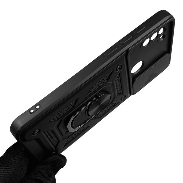 Чехол для Samsung Galaxy A11 (SM-A115F) бронированный с кольцом-держаталем со шторкой на самсунг а11 чёрный rg1 0014038 фото