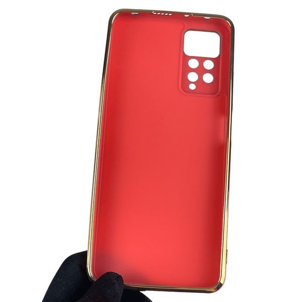 Чехол для Xiaomi Redmi Note 11 Pro 4G с золотой окантовкой с защитой камеры на сяоми редми нот 11 про красный 0000059 фото