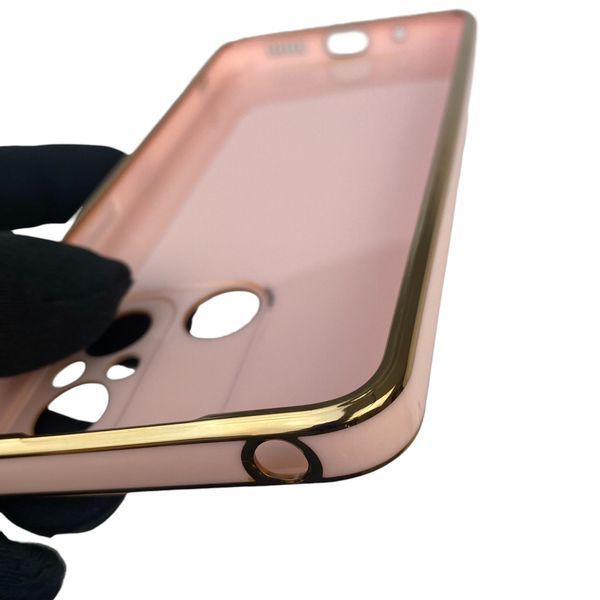 Чехол для Xiaomi Redmi 12C с кольцом MagSafe с золотой окантовкой на редми 12с пудровый gs1 0022545 фото