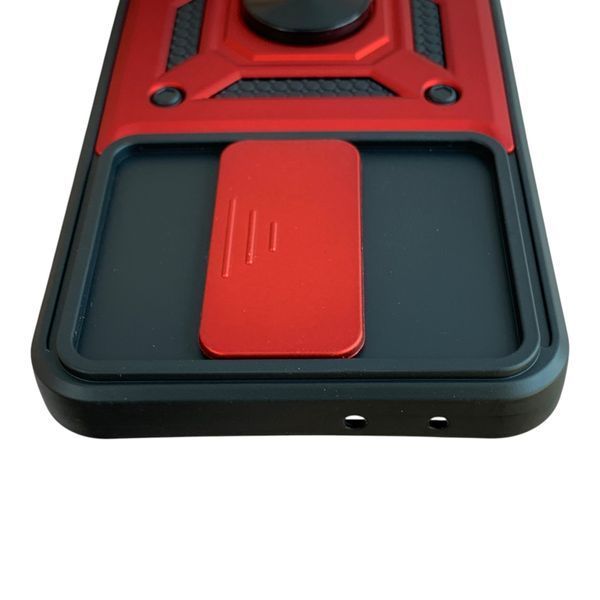 Чехол со шторкой камеры для Xiaomi Redmi 9 красный (армированный, кольцо-держатель) 0062471 фото
