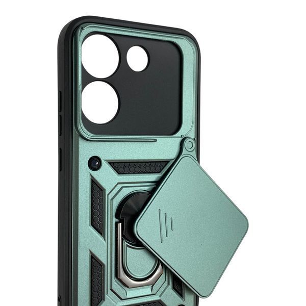 Чехол со шторкой камеры для Xiaomi Poco X8 Pro зеленый (армированный, кольцо-держатель) 0059818 фото