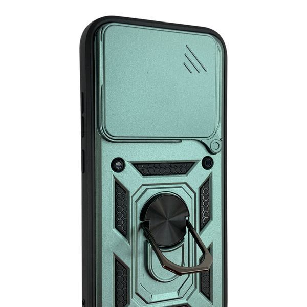 Чехол со шторкой камеры для Xiaomi Poco X8 Pro зеленый (армированный, кольцо-держатель) 0059818 фото