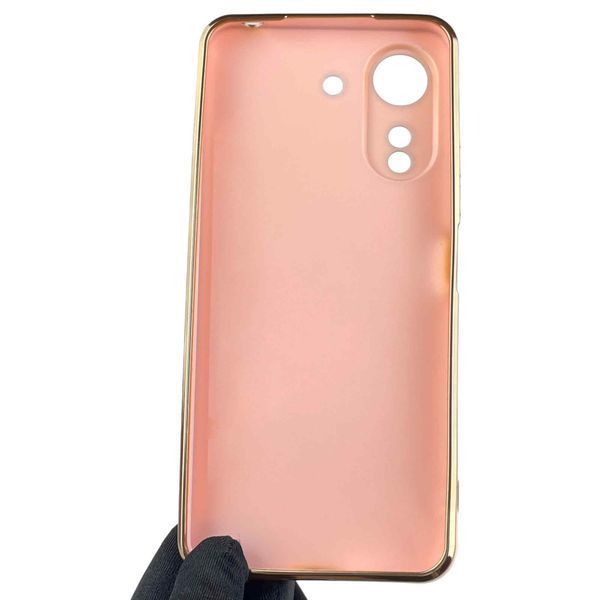 Чохол для Xiaomi POCO C65 жіночий із золотою окантовкою із захистом камери на сяомі поко с65 рожевий 0012211 фото