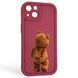 Чехол силиконовый оригинальный Soft Touch с 3D принтом смешного теда мишки для Apple iPhone 13 бордовый (Полная защита камеры) 0048397 фото 1