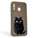 Чехол силиконовый Soft Touch с 3D принтом злой котик для Samsung Galaxy A20 (SM-A205F) коричневый (Полная защита камеры) 0046985 фото 1