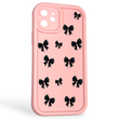 Чехол силиконовый Soft Touch с 3D принтом для Apple iPhone 12 розовый (Полная защита камеры)