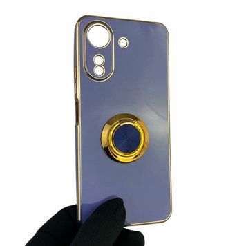 Чехол для Xiaomi Redmi 13C с кольцом-подставкой с золотой окантовкой на редми 13с синий gs1 0020800 фото