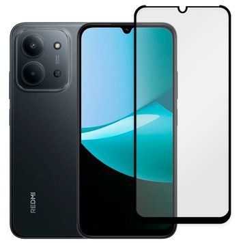 Захисне скло для телефона Xiaomi Redmi 15C EU протиударне на весь екран прозоре з чорною рамкою 0053829 фото