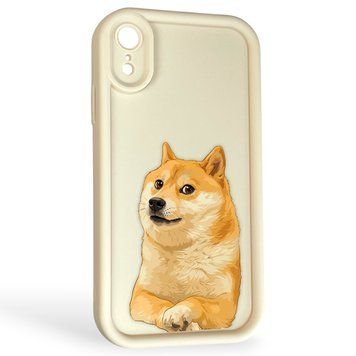 Чохол силіконовий оригінальний Soft Touch з 3D принтом мему сібу для Apple iPhone Xr молочний (Повний захист камери) 0047312 фото