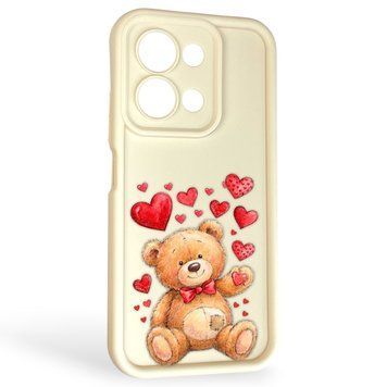 Чехол силиконовый Soft Touch с 3D принтом милый мишка для Xiaomi Redmi 15C EU молочный (Полная защита камеры) 0044853 фото
