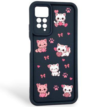 Чохол силіконовий Soft Touch з 3D принтом милі кошенята з лапками для Xiaomi Redmi Note 11 Pro 4G Чорний (Повний захист камери) 0059657 фото