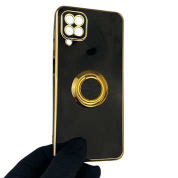 Чехол для Samsung Galaxy M12 SM-M127F с кольцом-подставкой с золотой окантовкой на самсунг м12 черный gs1 0021061 фото