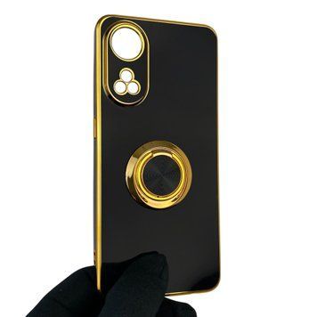 Чехол для OPPO Reno 8T 4G с кольцом-подставкой с золотой окантовкой на оппо рено 8т черный gs1 0020482 фото