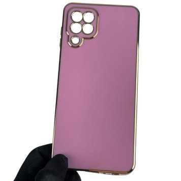 Чехол для Samsung Galaxy M22 4G (SM-M225F) с золотой окантовкой с защитой камеры на самсунг м22 сиреневый 0008288 фото