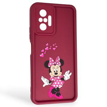 Чехол силиконовый Soft Touch с 3D принтом волшебной минни маус для Xiaomi Redmi Note 10 Pro 4G бордовый (Полная защита камеры) 0050354 фото