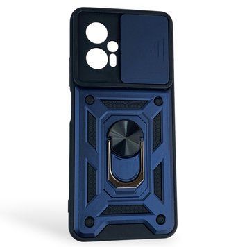 Чехол противоударный для Xiaomi POCO X4 GT с магнитной пластиной со шторкой на камере синий 0050837 фото