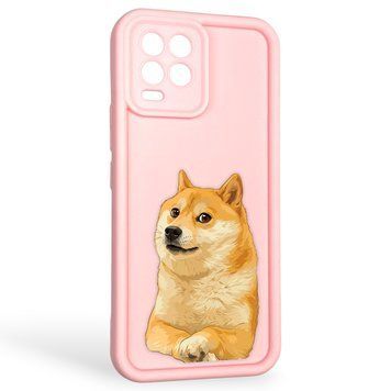 Чехол силиконовый оригинальный Soft Touch с 3D принтом мема сибу для Realme 8 Pro розовый (Полная защита камеры) 0047412 фото