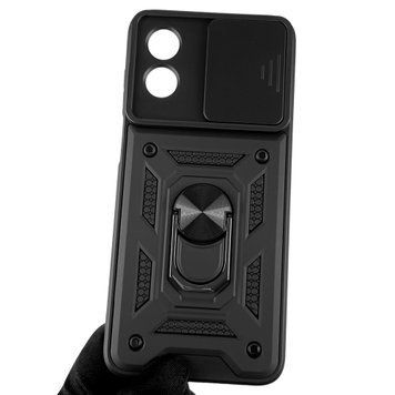 Чехол для Motorola G Play 4G (2024) бронированный с кольцом со шторкой на камеру на моторола г плей чёрный 0008317 фото