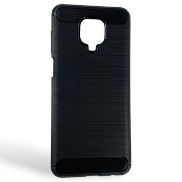 Чехол для телефона Xiaomi Redmi Note 9S карбоновый противоударный с высокими бортами черный 0052400 фото