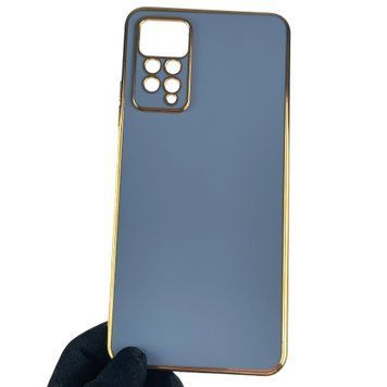 Чехол для Xiaomi Redmi Note 11 Pro 4G с золотой окантовкой с защитой камеры на сяоми редми нот 11 про синий 0000060 фото