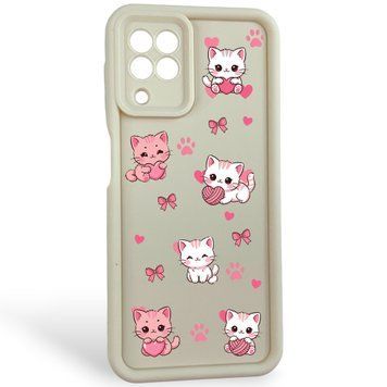 Чохол силіконовий Soft Touch з 3D принтом милі кошенята з лапками для Samsung Galaxy M32 4G (SM-M325F) Молочний (Повний захист камери) 0059607 фото