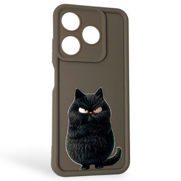 Чохол силіконовий Soft Touch з 3D принтом злого кота для TECNO Spark 10 (KI5q) коричневий (Повний захист камери) 0047206 фото