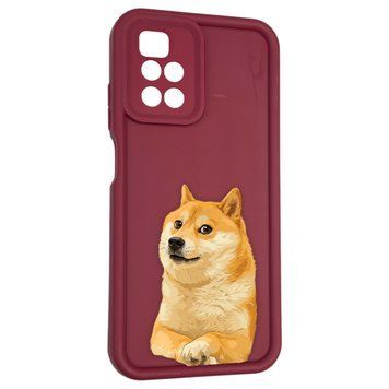 Чехол силиконовый оригинальный Soft Touch с 3D принтом мема сибу для Xiaomi Redmi 10 бордовый (Полная защита камеры) 0047714 фото