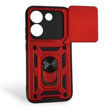 Чехол со шторкой камеры для Xiaomi Poco X8 Pro красный (кольцо-подставка, бронированный) 0059819 фото