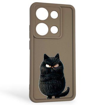 Чохол силіконовий оригінальний Soft Touch з 3D принтом злого кота для Xiaomi Redmi Note 14S коричневий (Повний захист камери) 0046878 фото