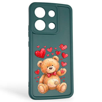 Чохол силіконовий оригінальний Soft Touch з 3D принтом милий ведмедик для Xiaomi Redmi Note 13 4G темно-зелений (Повний захист камери) 0043831 фото