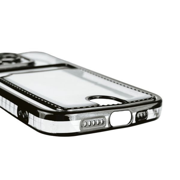Чехол для Apple iPhone 15 Pro с чёрной окантовкой с карманом для карт на айфон 15 про чёрный 0013022 фото