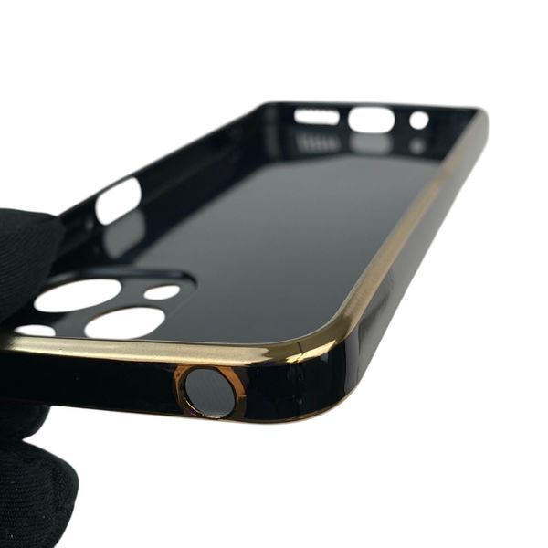 Чехол для Xiaomi Redmi 12 4G с кольцом MagSafe с золотой окантовкой на редми 12 черный gs1 0022543 фото