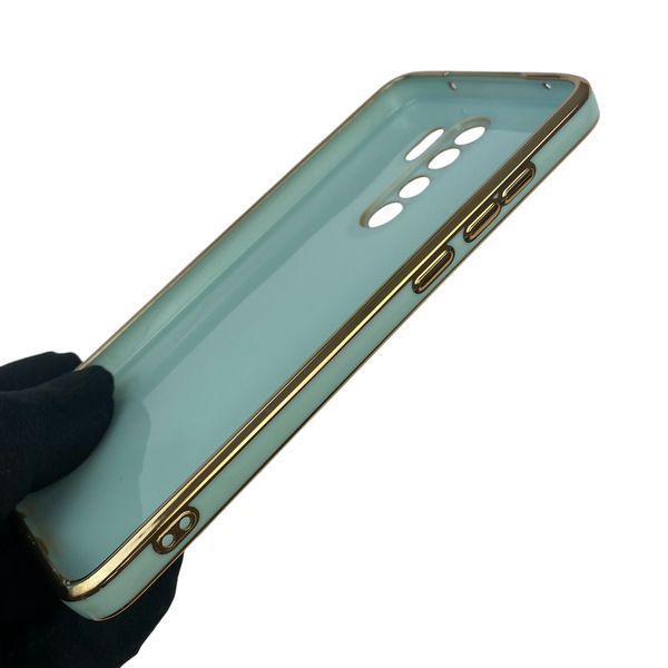 Чехол для Xiaomi Redmi Note 8 Pro с защитой камеры с золотой окантовкой на редми нот 8 про бирюзовый gs1 0020038 фото