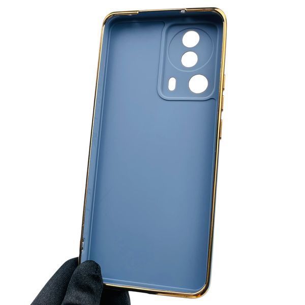 Чохол для Xiaomi 13 Lite глянсовий із золотою окантовкою із захистом камери на сяомі 13 лайт синій 0000110 фото