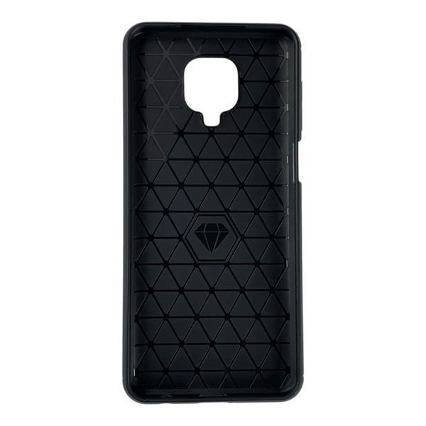 Чехол для телефона Xiaomi Redmi Note 9S карбоновый противоударный с высокими бортами черный 0052400 фото