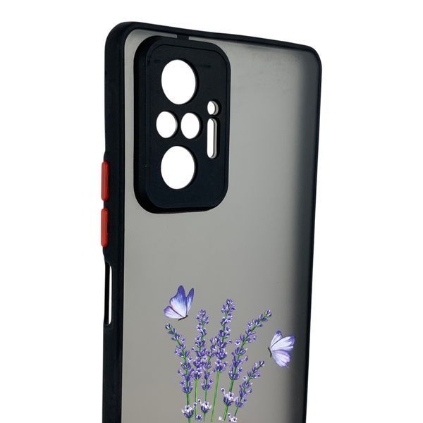 Чехол для телефона Xiaomi Redmi Note 10 Pro 4G с 3D принтом лаванда с бабочками с высокими бортами черный 0059328 фото
