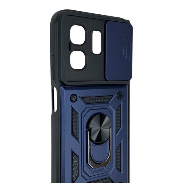 Чехол противоударный для Infinix Hot 50i X6531B с магнитной пластиной со шторкой на камере синий 0050944 фото