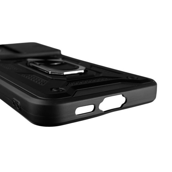 Чохол для Samsung Galaxy S24 FE (SM-S721B) броньований з кільцем-тримачем підставкою зі шторкою на самсунг с24 фе чорний rg1 0013331 фото